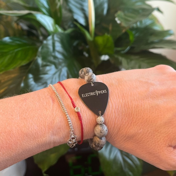Beaded Bracelet by Electric Picks - Handmade from a guitar pick that says “Love” - Picture 3 of 6